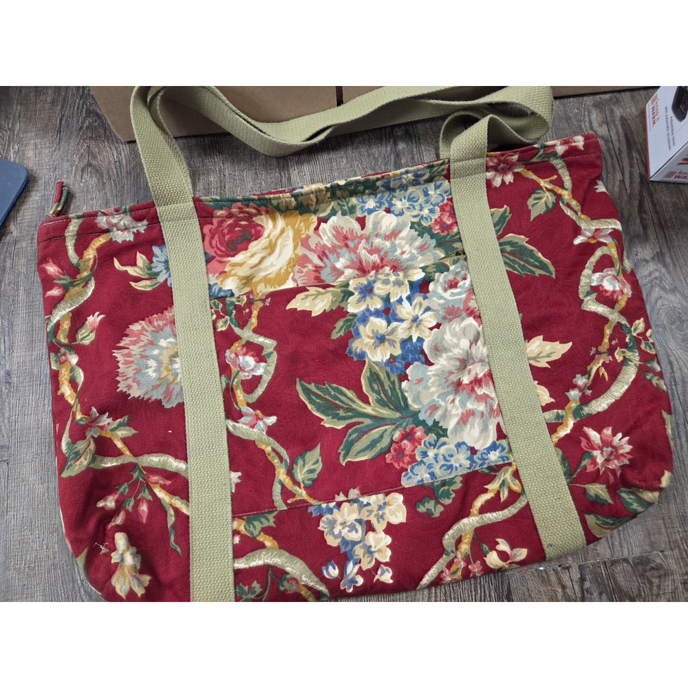 Vintage 80’s Gloria Rae Travel Bag/Tote Cotton Tapestry Floral Shoe Bag Carry On